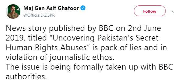 You are currently viewing BBC’s piece on HR a pack of lies: ISPR