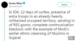 Imran Khan Tweets on Kashmir