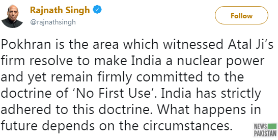 Read more about the article Indian Defense Minister makes a threat of nuclear war?