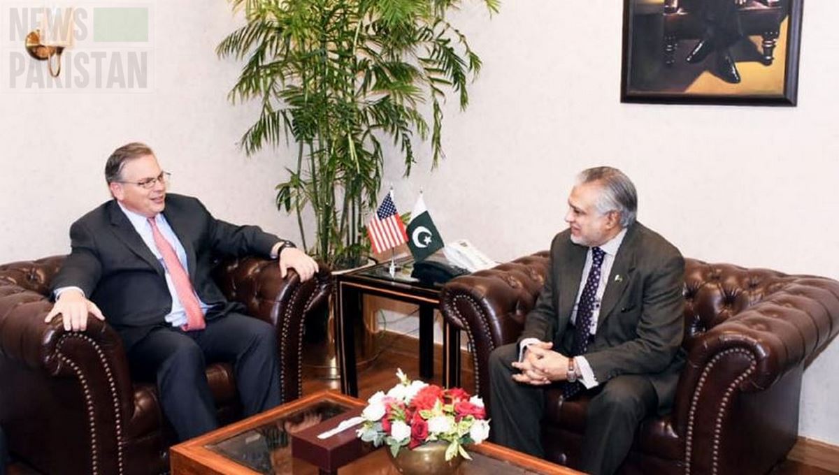 Read more about the article US Envoy Blome calls on Fin Minister Dar
