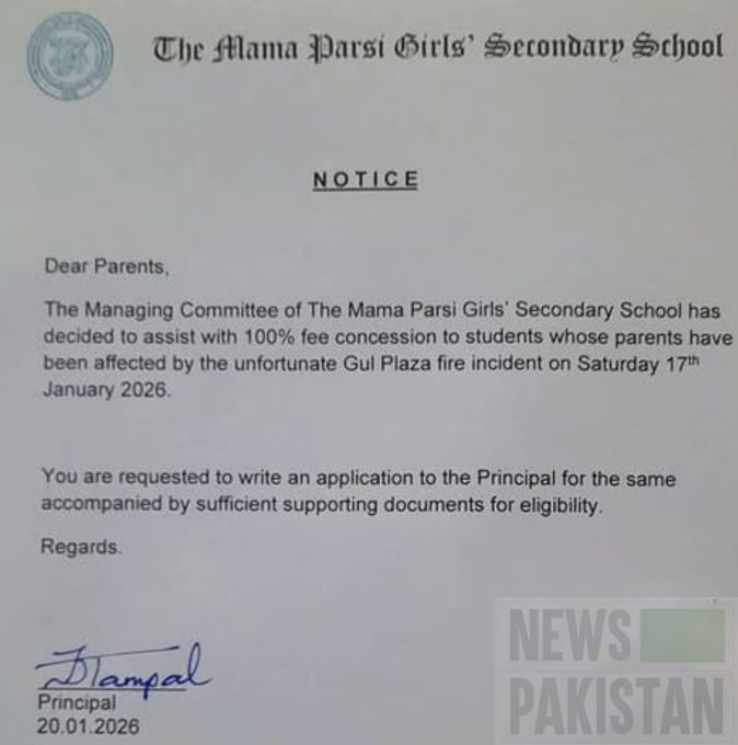 Gul Plaza Fire affectees to get 100% concession at Mama Parsi School