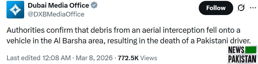 ME War Pakistani driver killed