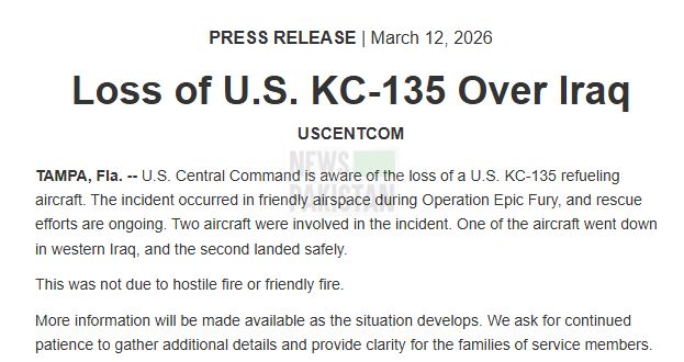 Loss of refuelling US Aircraft