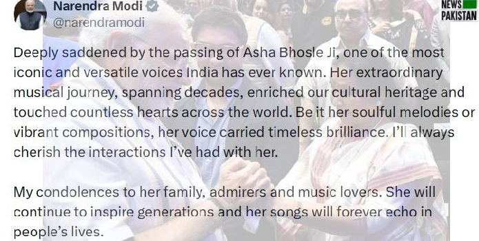 PM Modi writes on the death of Asha Bhosle 
