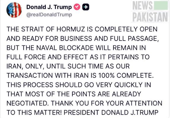 Iran US War Trump posts about opening of Strait of Hormuz 