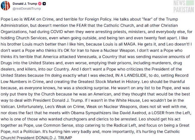 Trump Pope War of Words about War and Peace
