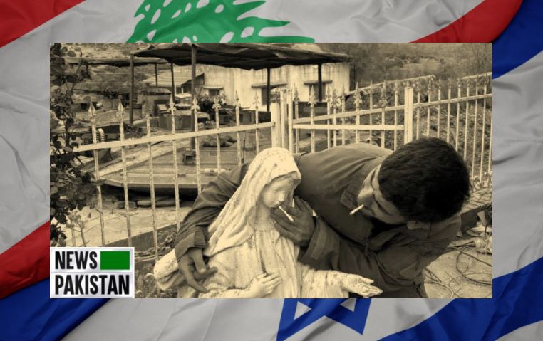Israeli soldier desecrating Virgin Mary statue in Lebanon